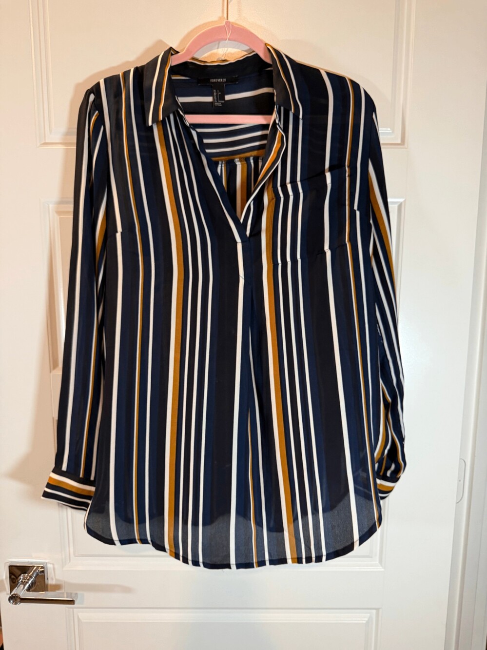 Forever 21 Striped Long Sleeve Blouse Size L
